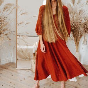 RARE! Son de Flor Carmen Dress in Terracotta Red